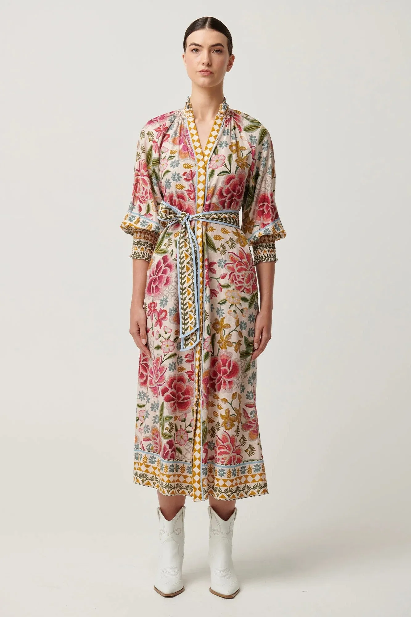 OnceWas - OW41905AZF Carmen Placement Print Maxi