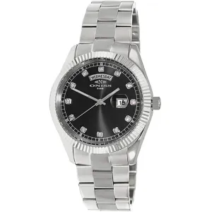 Oniss Men's Watch - Admiral Quartz Black Dial Stainless Steel Bracelet | ON3881-MBK 