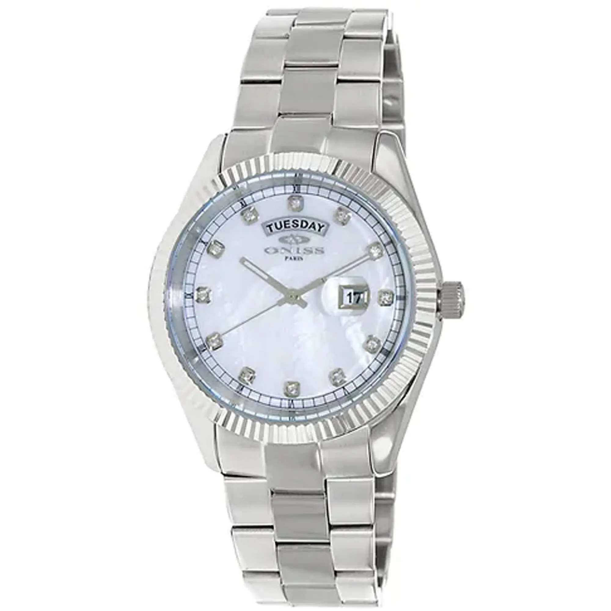 Oniss Men's Watch - Admiral Quartz White Dial Stainless Steel Bracelet | ON3881-MWHT 
