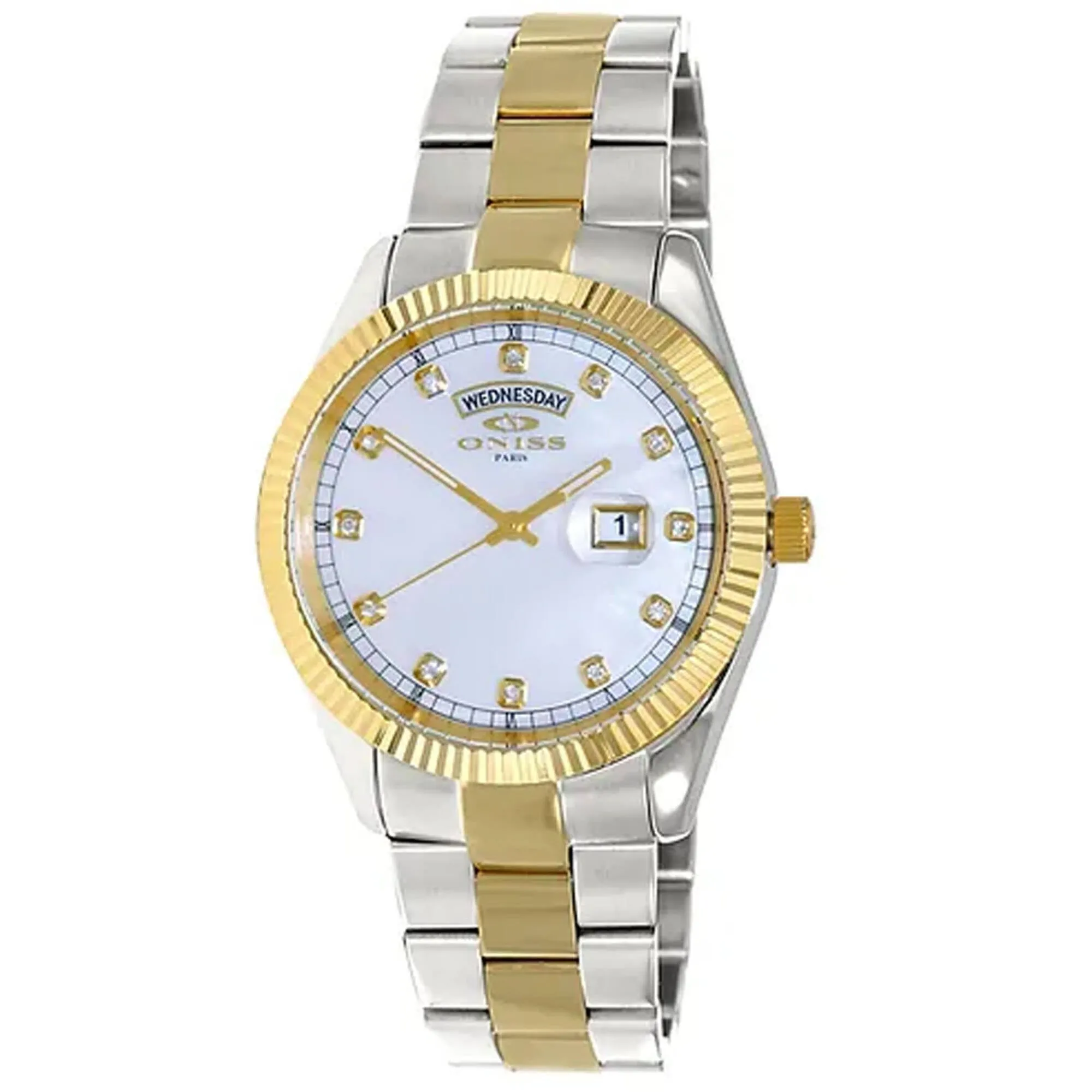 Oniss Men's Watch - Admiral White Dial Plated Stainless Steel Bracelet | ON3881-2TWT 