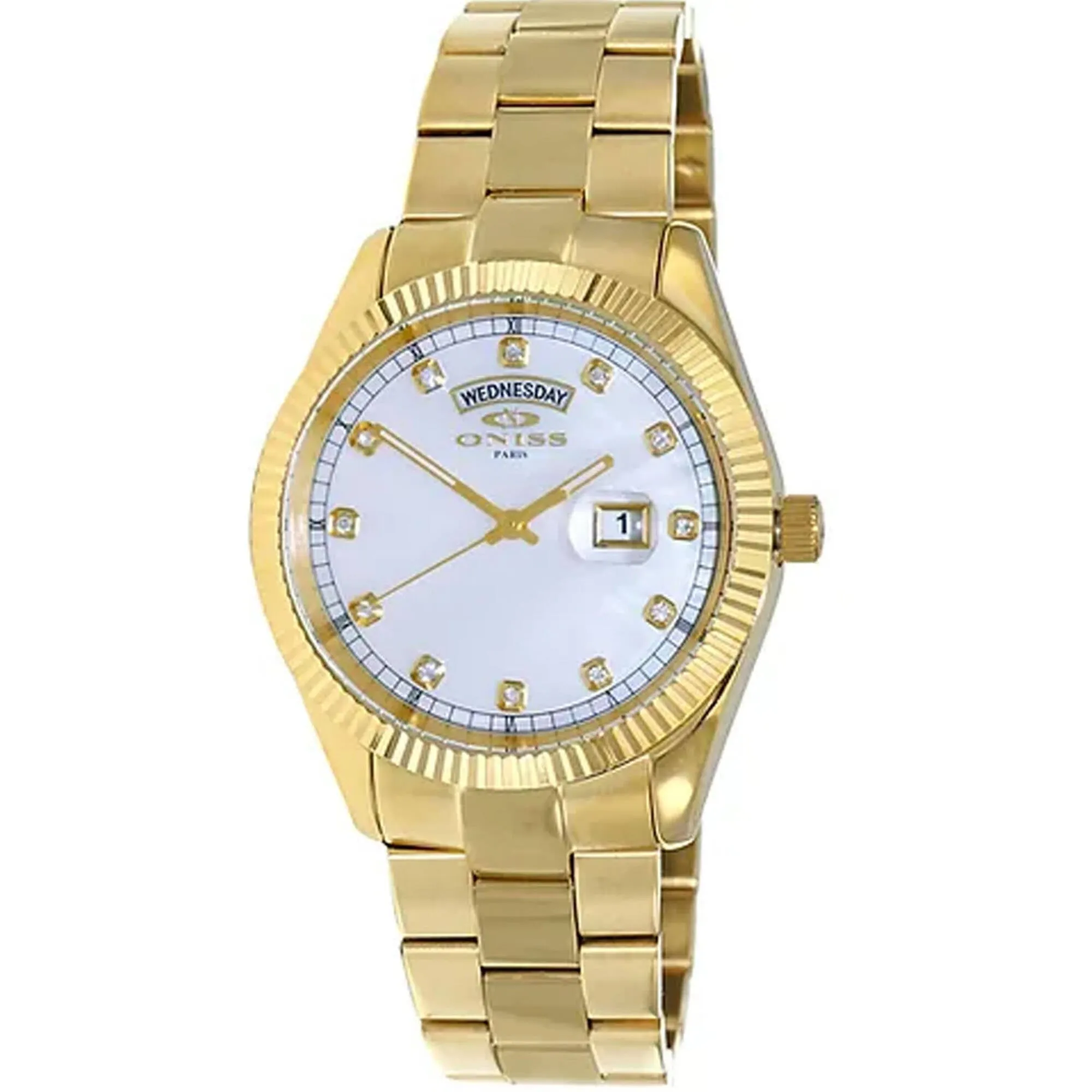 Oniss Men's Watch - Admiral White Dial Plated Stainless Steel Bracelet | ON3881-MGWT Luxury Quartz Watch Quartz Watch Sale