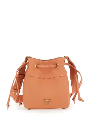 Orange Mini Bucket Bag With Metallic Love Birds Logo stylish bucket bags