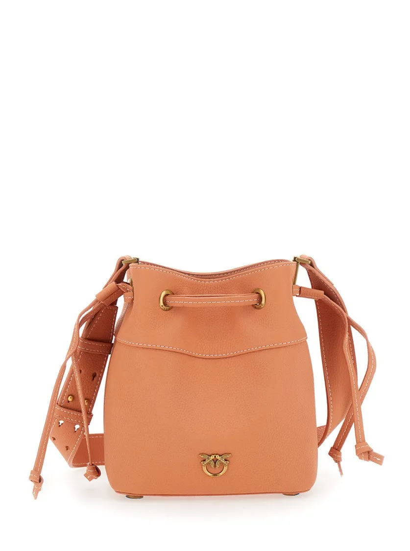Orange Mini Bucket Bag With Metallic Love Birds Logo stylish bucket bags