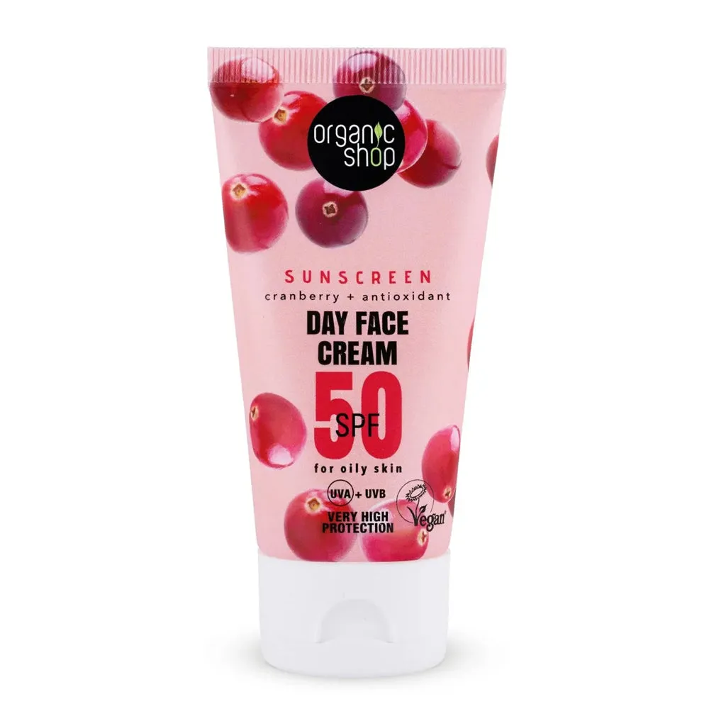 Organic Shop Sunscreen Day Face Cream SPF 50 Oily Skin 