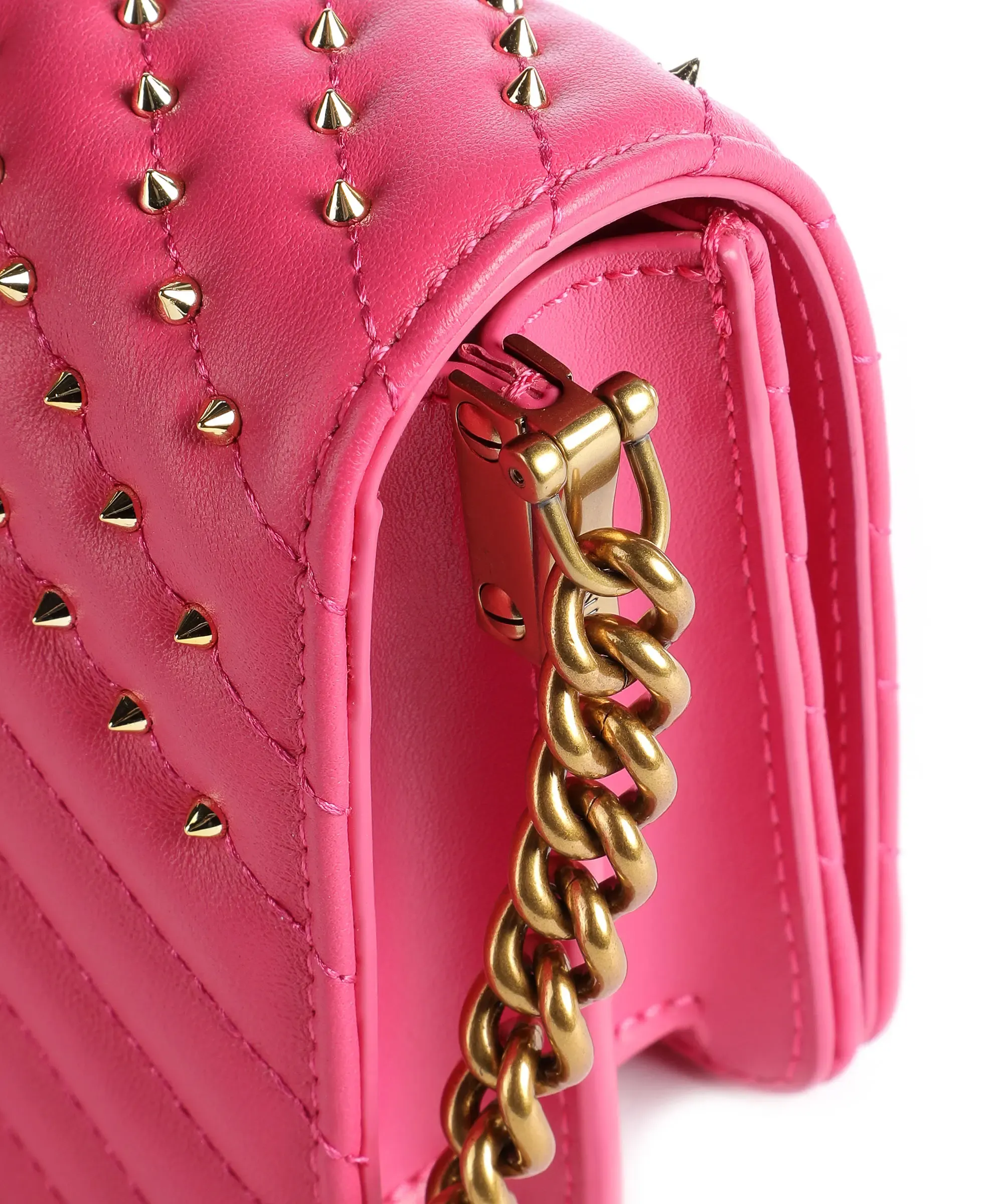 Original PINKO Love Click Mini Studs Crossbody bag sheepskin leather pink