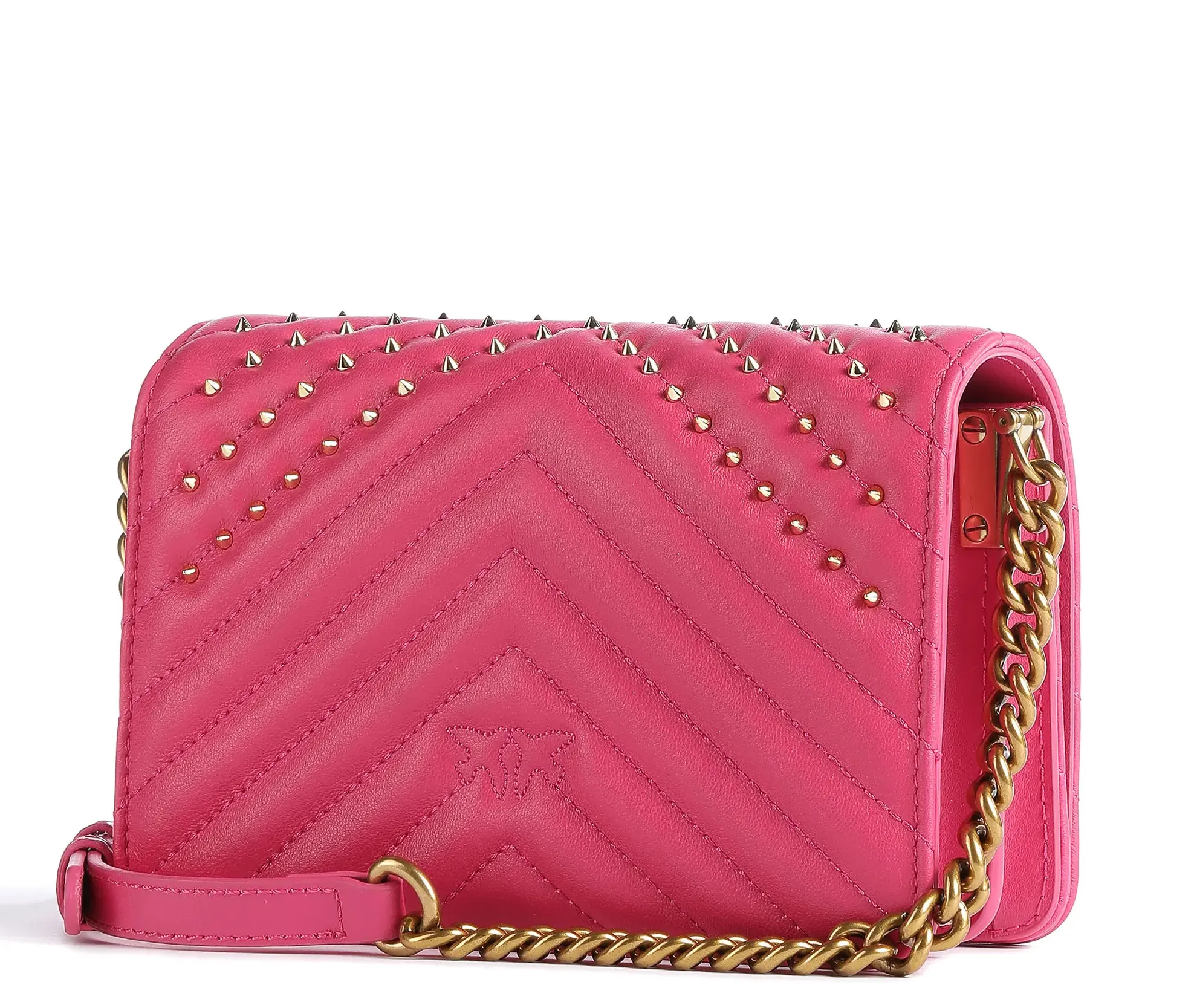 Original PINKO Love Click Mini Studs Crossbody bag sheepskin leather pink anti-theft crossbody bags sale