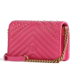 Original PINKO Love Click Mini Studs Crossbody bag sheepskin leather pink anti-theft crossbody bags sale