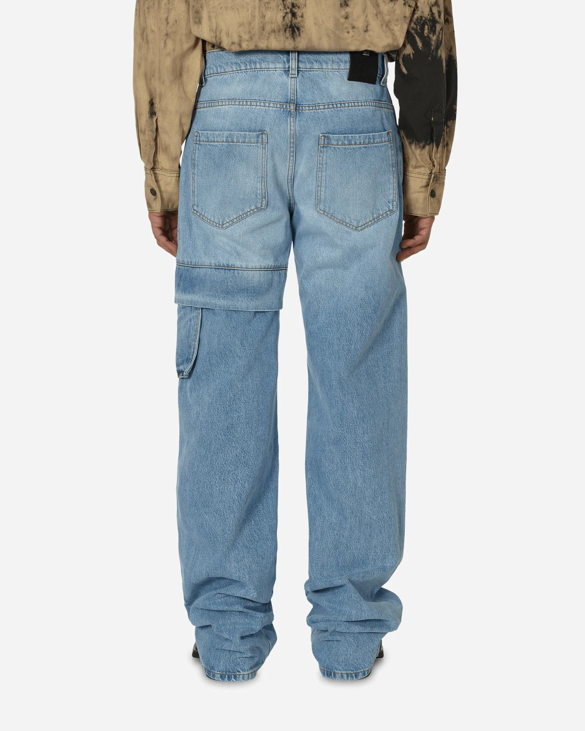 Oversized Denim Cargo Pants Light Blue