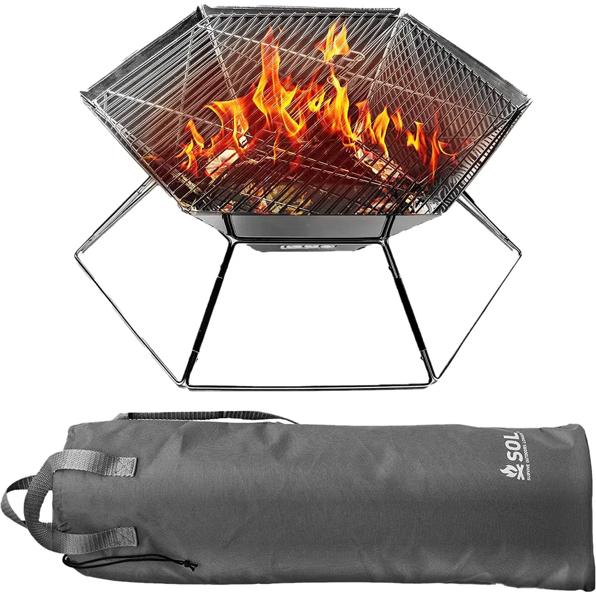 Packable Fire Pit portable camping kitchen set discount camping cookware kit sale olding camp kitchen box clearance
