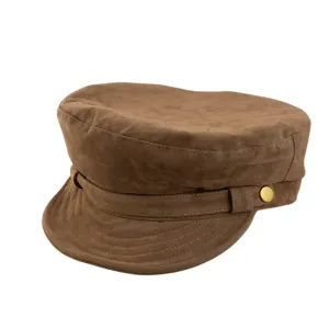 Palmer Suede Sailor Cap boater hat with bow in beach sunlight
