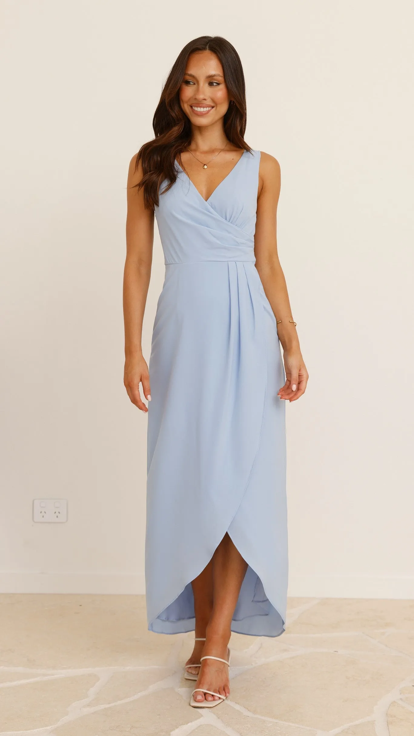 Pamela V Neck Maxi Dress - Blue,prom dresses,wedding guest dresses,homecoming dresses,bridesmaid dresses,cocktail dresses,women clothing,summer dresses,formal dresses,sundresses,mother of the bride dresses,quince clothing,bodycon dress,dress casual,dress d