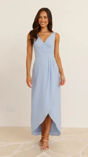 Pamela V Neck Maxi Dress - Blue,prom dresses,wedding guest dresses,homecoming dresses,bridesmaid dresses,cocktail dresses,women clothing,summer dresses,formal dresses,sundresses,mother of the bride dresses,quince clothing,bodycon dress,dress casual,dress d