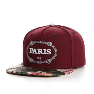 Paris Wine Red Snapback Cap boater hat with bow in beach sunlight