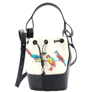 Paula's Ibiza Balloon Bucket Bag Printed Canvas and Leather Small stylish bucket bags