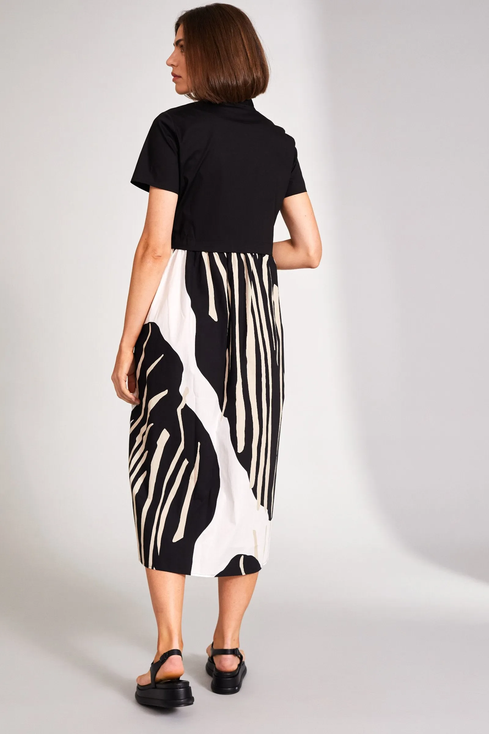 Peruzzi - S24100 Contrast Monochrome Dress