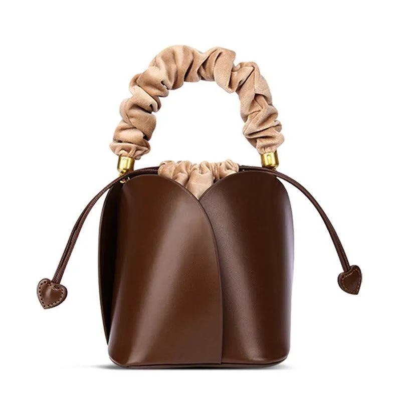Petals Blossom Bucket Bag - Elegance Meets Function in Chic Cowhide Leather Shoulder Bag