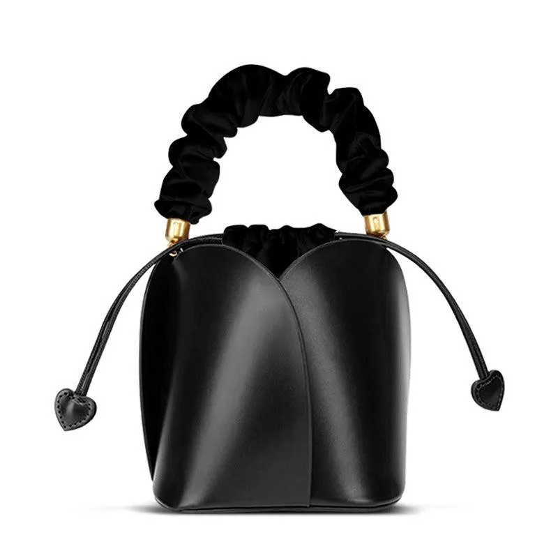 Petals Blossom Bucket Bag - Elegance Meets Function in Chic Cowhide Leather Shoulder Bag