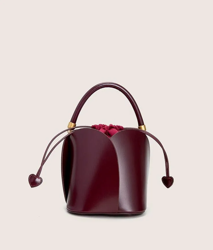 Petals Blossom Bucket Bag - Elegance Meets Function in Chic Cowhide Leather Shoulder Bag