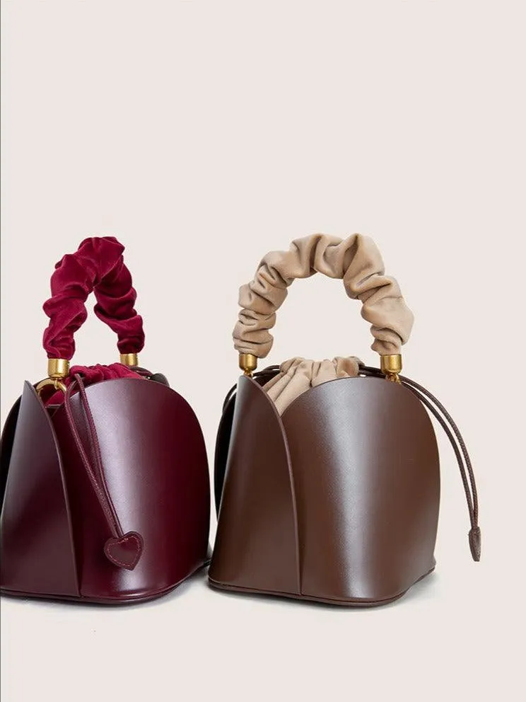 Petals Blossom Bucket Bag - Elegance Meets Function in Chic Cowhide Leather Shoulder Bag