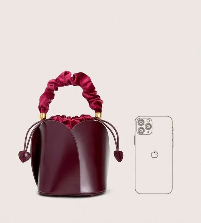 Petals Blossom Bucket Bag - Elegance Meets Function in Chic Cowhide Leather Shoulder Bag