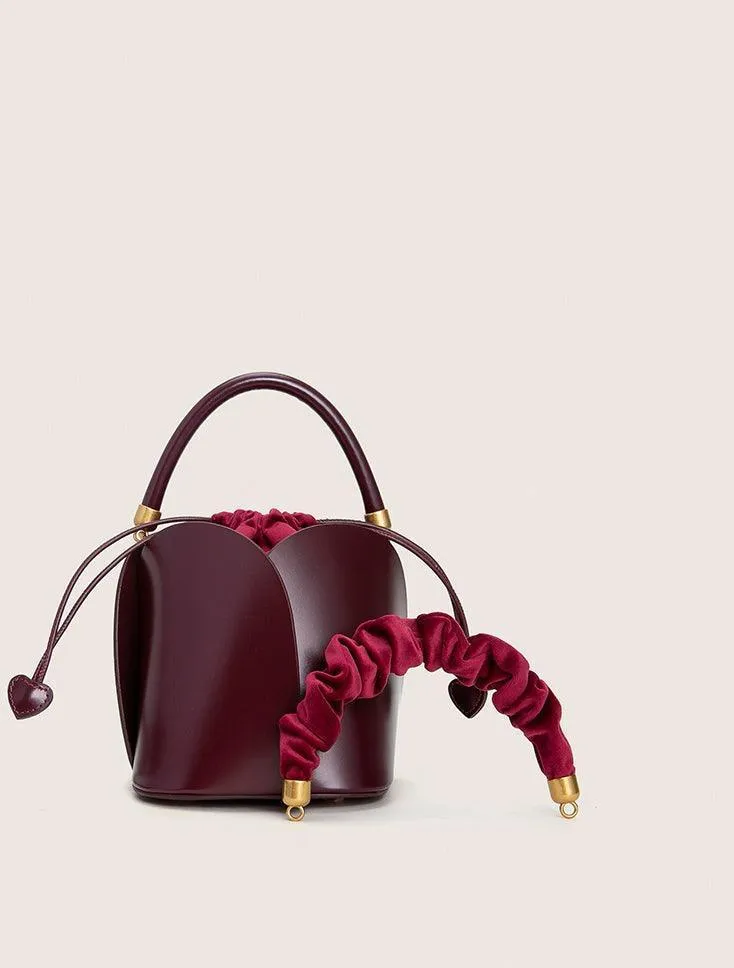 Petals Blossom Bucket Bag - Elegance Meets Function in Chic Cowhide Leather Shoulder Bag