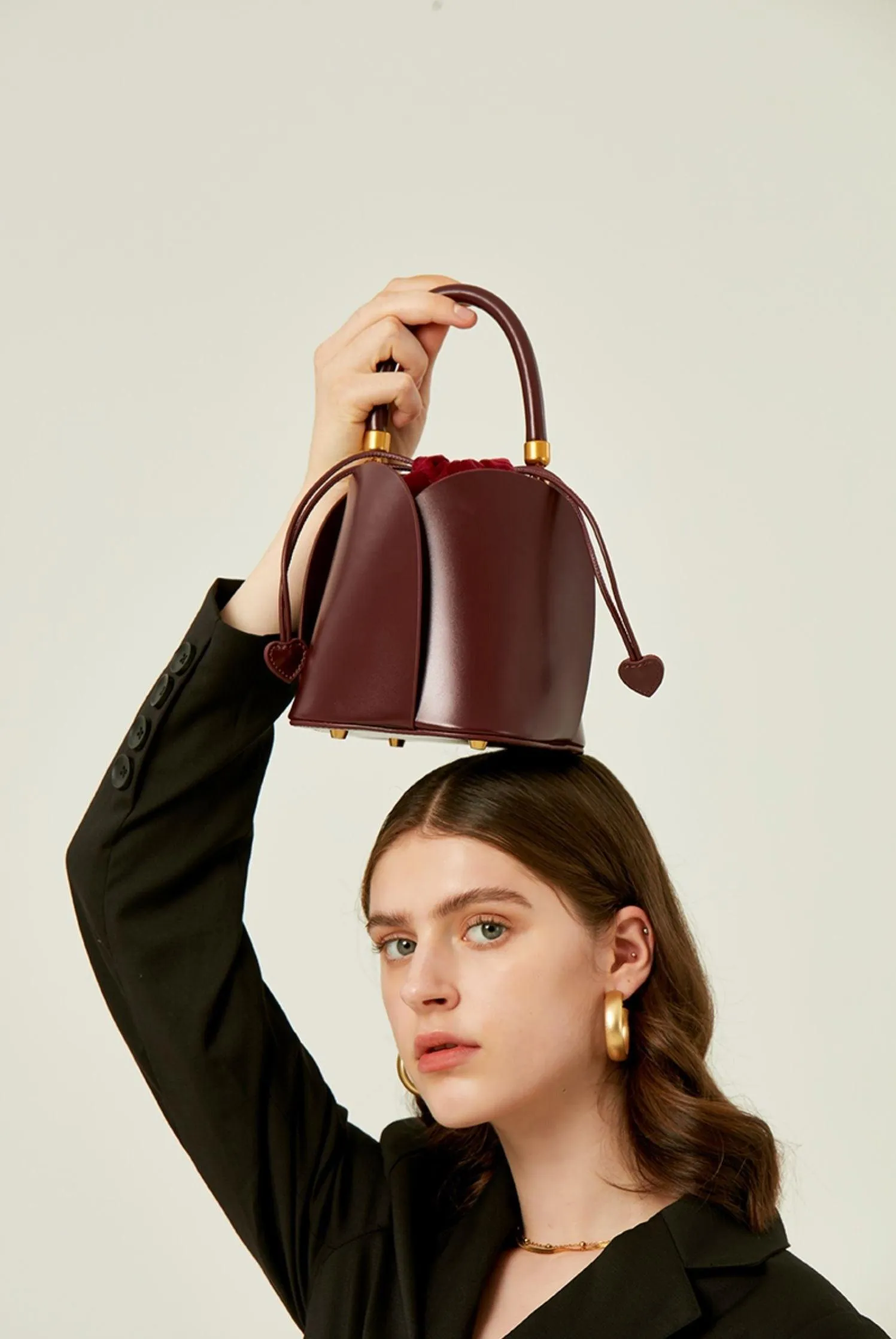 Petals Blossom Bucket Bag - Elegance Meets Function in Chic Cowhide Leather Shoulder Bag