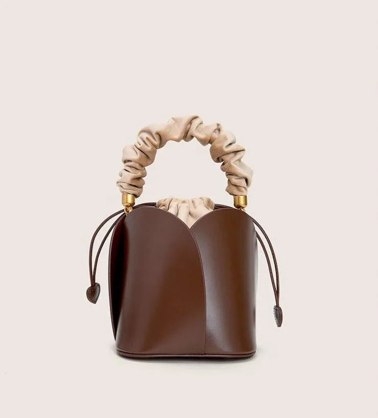 Petals Blossom Bucket Bag - Elegance Meets Function in Chic Cowhide Leather Shoulder Bag