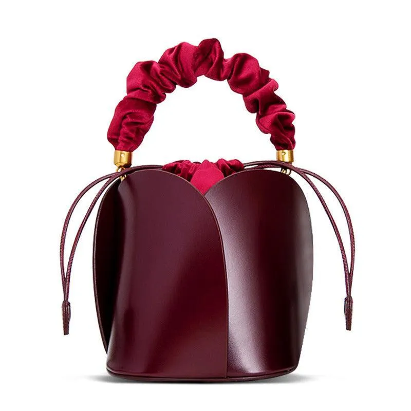 Petals Blossom Bucket Bag - Elegance Meets Function in Chic Cowhide Leather Shoulder Bag