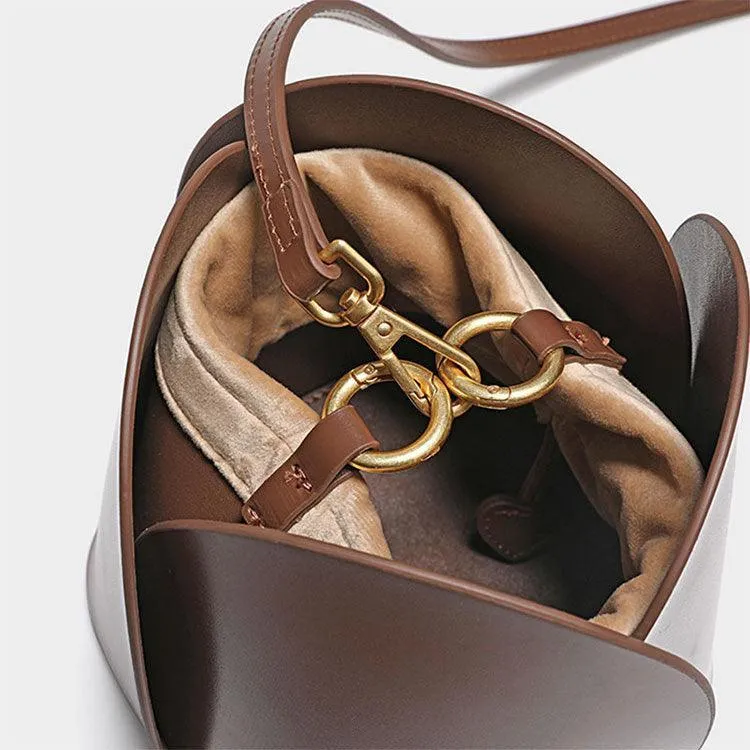 Petals Blossom Bucket Bag - Elegance Meets Function in Chic Cowhide Leather Shoulder Bag