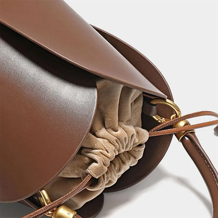 Petals Blossom Bucket Bag - Elegance Meets Function in Chic Cowhide Leather Shoulder Bag