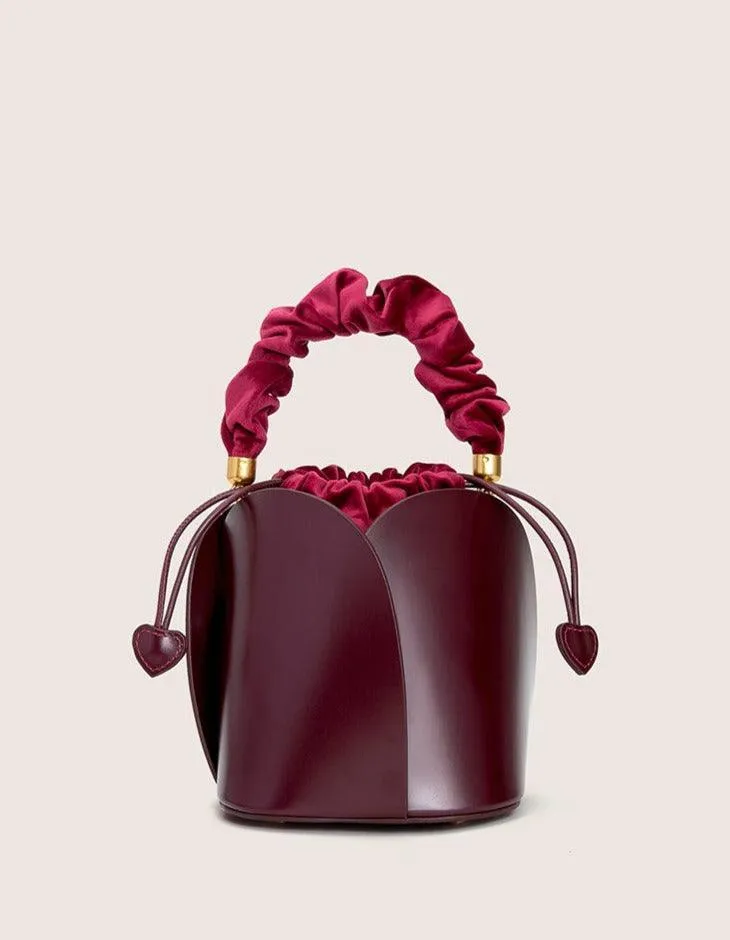 Petals Blossom Bucket Bag - Elegance Meets Function in Chic Cowhide Leather Shoulder Bag