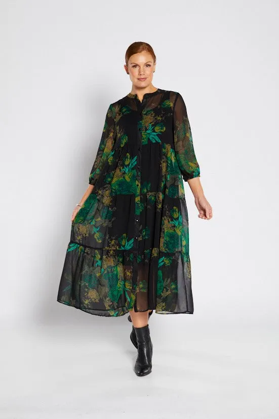 Philosophy - F1703 Sibella 3/4 Sleeve Maxi Panel Dress with Slip