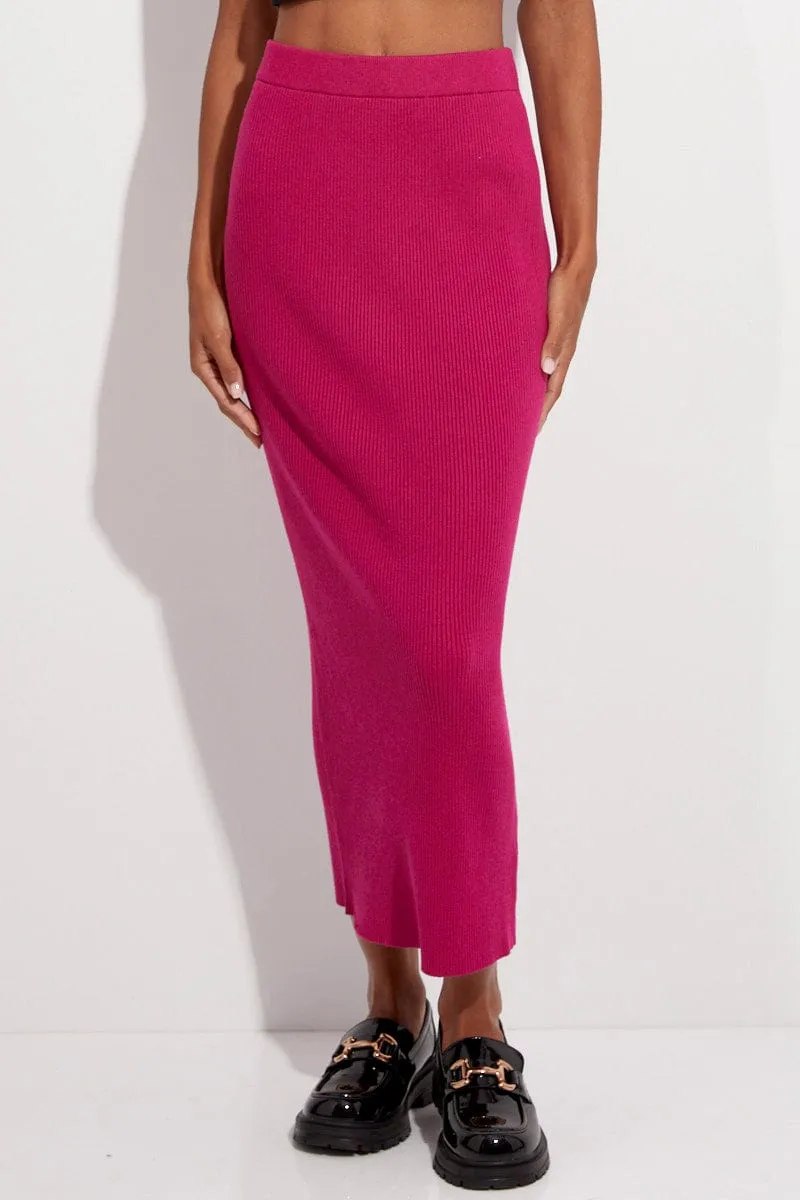 Pink Knit Skirt Midi High Rise,skirt,denim skirt,mini skirt,maxi skirt,jean skirt,skort,tennis skirt,pleated skirt,pencil skirt,bubble skirt,plisse skirt,fitted skirt,midi skirt,short skirt,short mini skirt,leather skirt,a line skirt