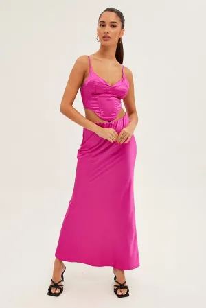 Pink Maxi Skirt Low Rise Elastic Waist Satin,skirt,denim skirt,mini skirt,maxi skirt,jean skirt,skort,tennis skirt,pleated skirt,pencil skirt,bubble skirt,plisse skirt,fitted skirt,midi skirt,short skirt,short mini skirt,leather skirt,a line skirt