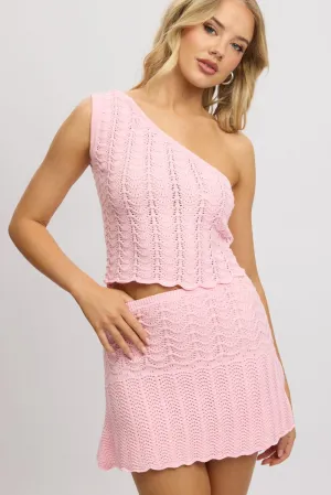 Pink Mini Skirt High Rise Crochet Knit,skirt,denim skirt,mini skirt,maxi skirt,jean skirt,skort,tennis skirt,pleated skirt,pencil skirt,bubble skirt,plisse skirt,fitted skirt,midi skirt,short skirt,short mini skirt,leather skirt,a line skirt,Split skirt