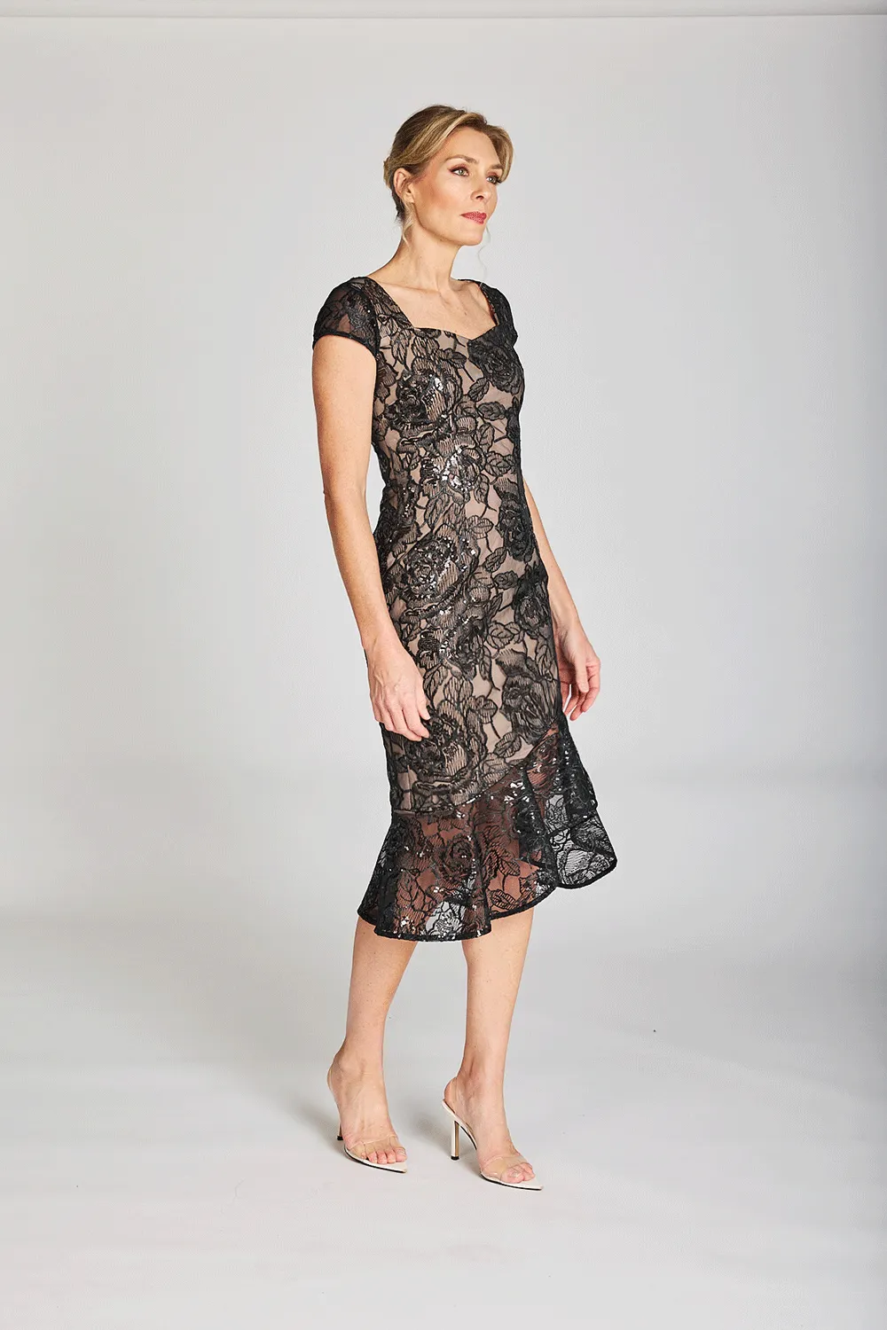 Pink Ruby - PD234006 Sophistication Frill Hem Dress