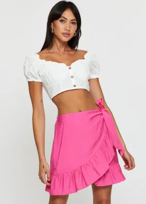 Pink Wrap Skirt Mini High Rise,skirt,denim skirt,mini skirt,maxi skirt,jean skirt,skort,tennis skirt,pleated skirt,pencil skirt,bubble skirt,plisse skirt,fitted skirt,midi skirt,short skirt,short mini skirt,leather skirt,a line skirt,Split skirt