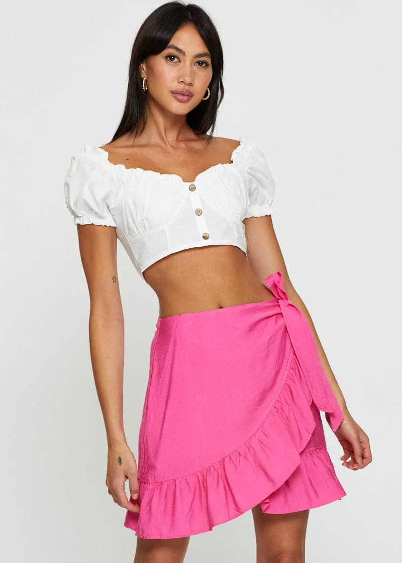 Pink Wrap Skirt Mini High Rise,skirt,denim skirt,mini skirt,maxi skirt,jean skirt,skort,tennis skirt,pleated skirt,pencil skirt,bubble skirt,plisse skirt,fitted skirt,midi skirt,short skirt,short mini skirt,leather skirt,a line skirt,Split skirt