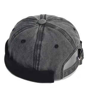 Pittsburgh Corduroy Hem Denim Docker Cap boater hat with bow in beach sunlight