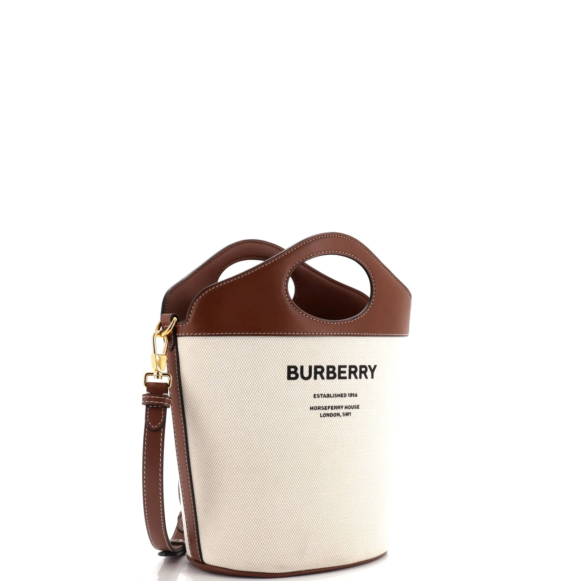 Pocket Bucket Bag Canvas with Leather Small