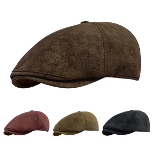 Portsmouth Vintage Suede 6 Panels Cap boater hat with bow in beach sunlight