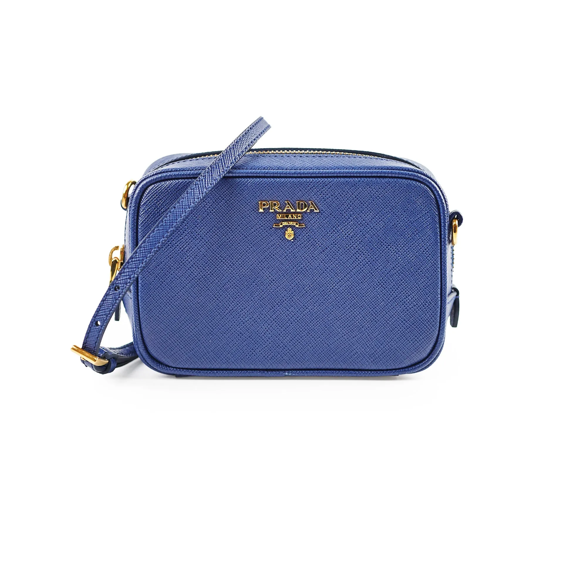 Prada Blue Mini Saffiano Leather Crossbody Crossbody Bags Cheap Online