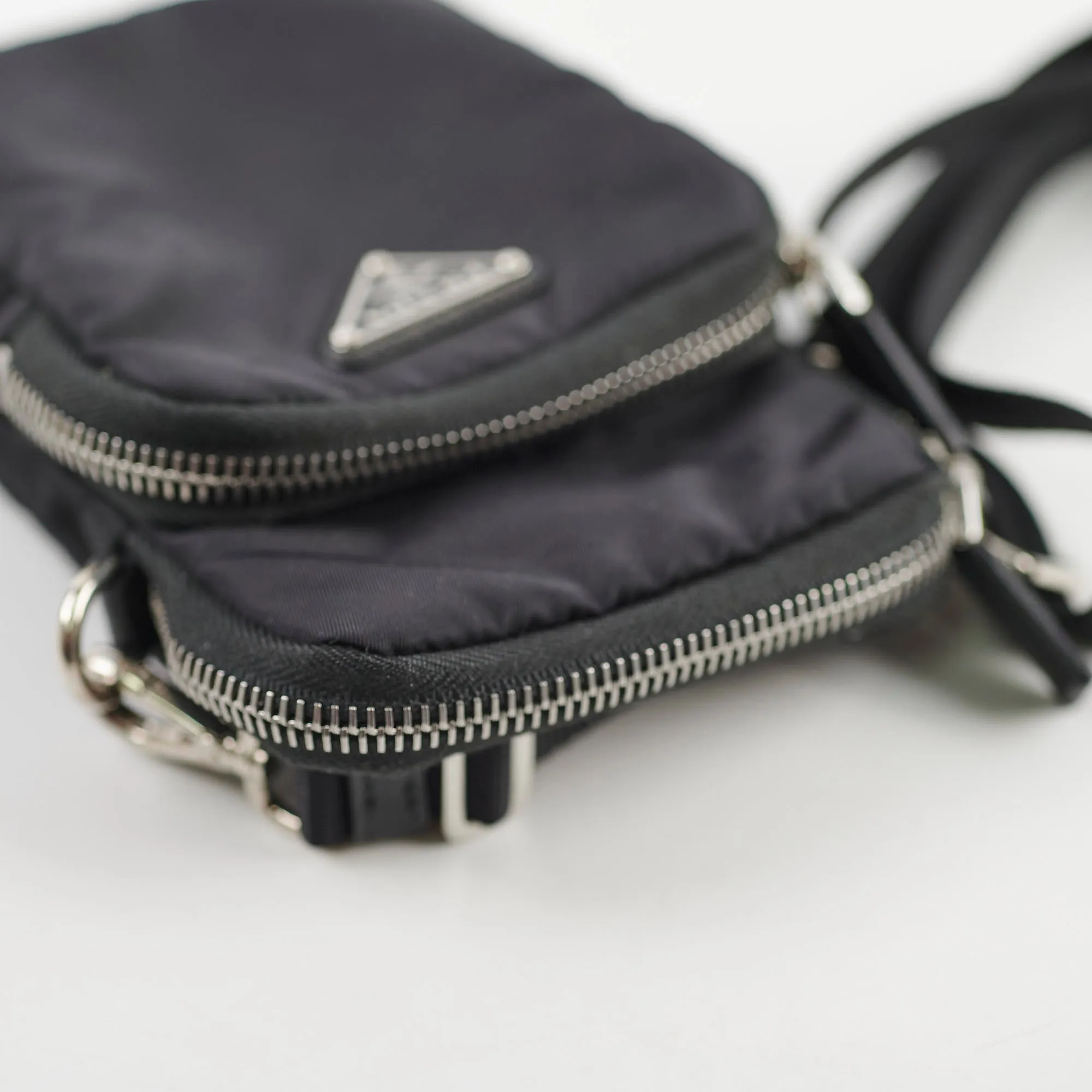 Prada Nylon Phone Case Crossbody Bag Black