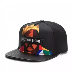 Pray For Biggie Black Snapback Cap boater hat with bow in beach sunlight
