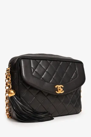Pre-Loved Chanel? 1991-4 Black Leather Quilted Turn Lock Camera Crossbody anti-theft crossbody bags sale