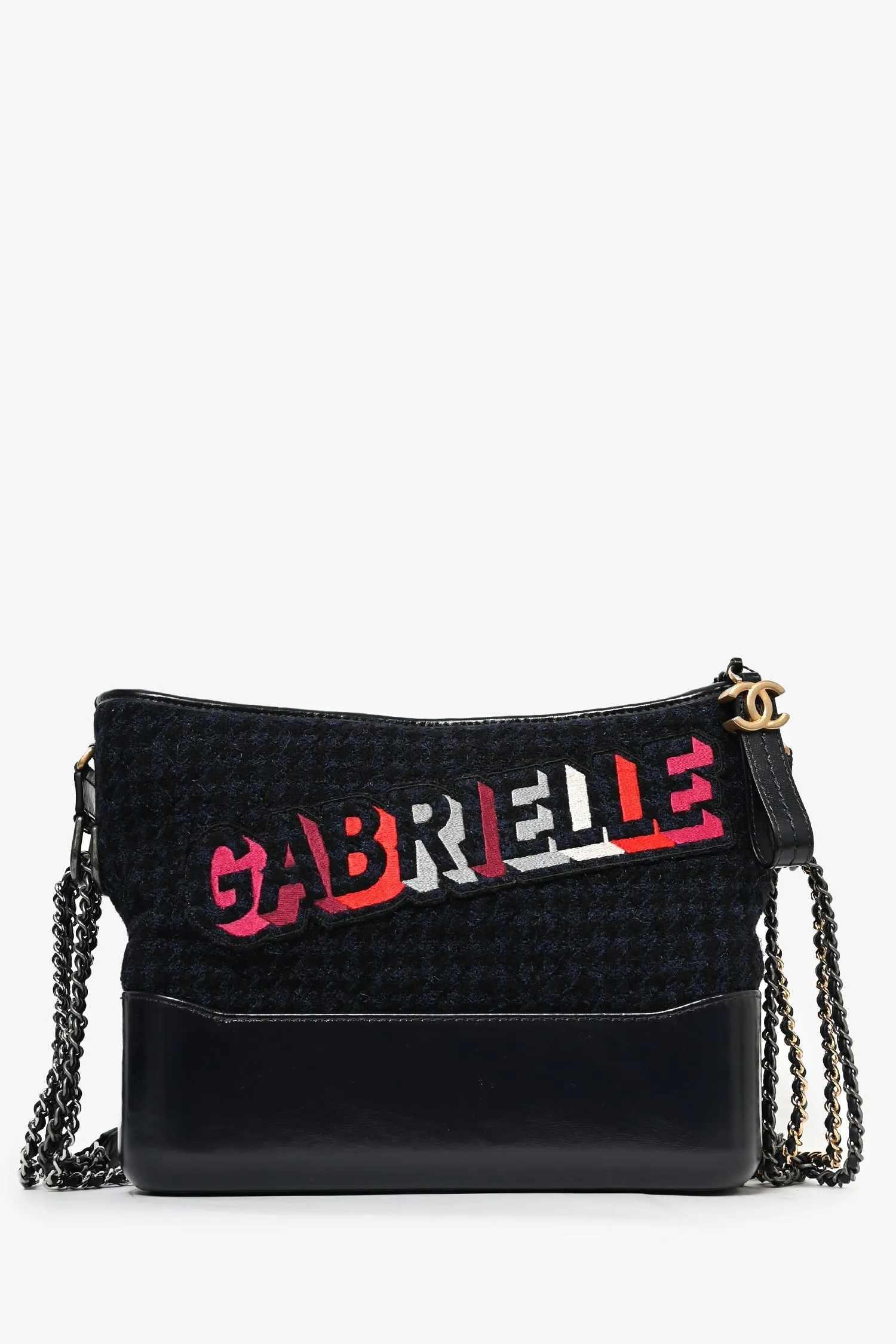 Pre-loved Chanel? 2017 Navy/Black Tweed Hobo Large Gabrielle Crossbody Bag