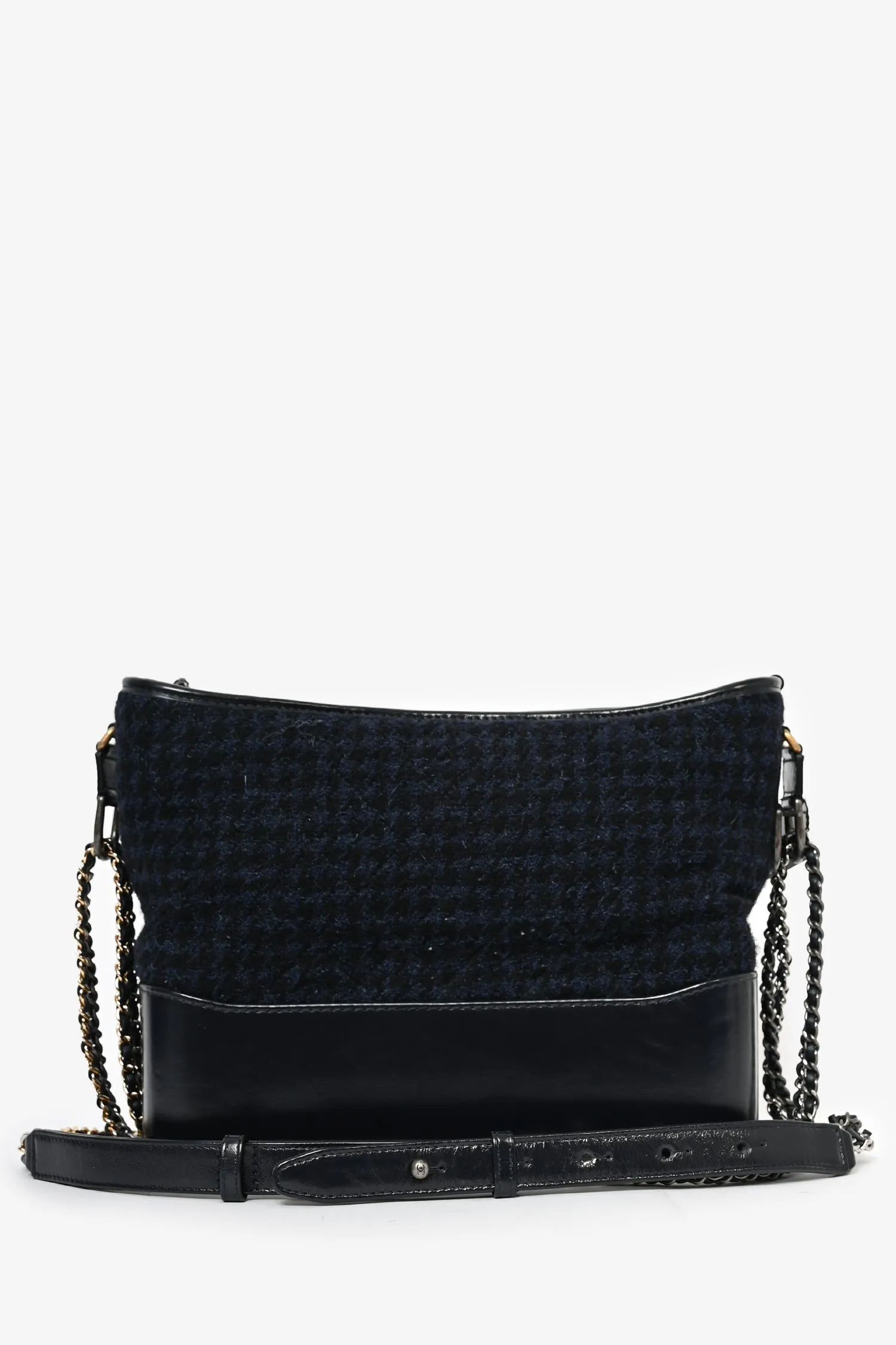 Pre-loved Chanel? 2017 Navy/Black Tweed Hobo Large Gabrielle Crossbody Bag anti-theft crossbody bags sale