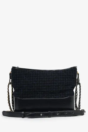 Pre-loved Chanel? 2017 Navy/Black Tweed Hobo Large Gabrielle Crossbody Bag anti-theft crossbody bags sale