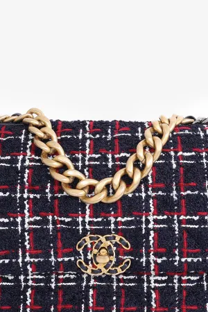 Pre-Loved Chanel? 2019 Navy/Red Tweed Chanel 19 Crossbody Bag anti-theft crossbody bags sale