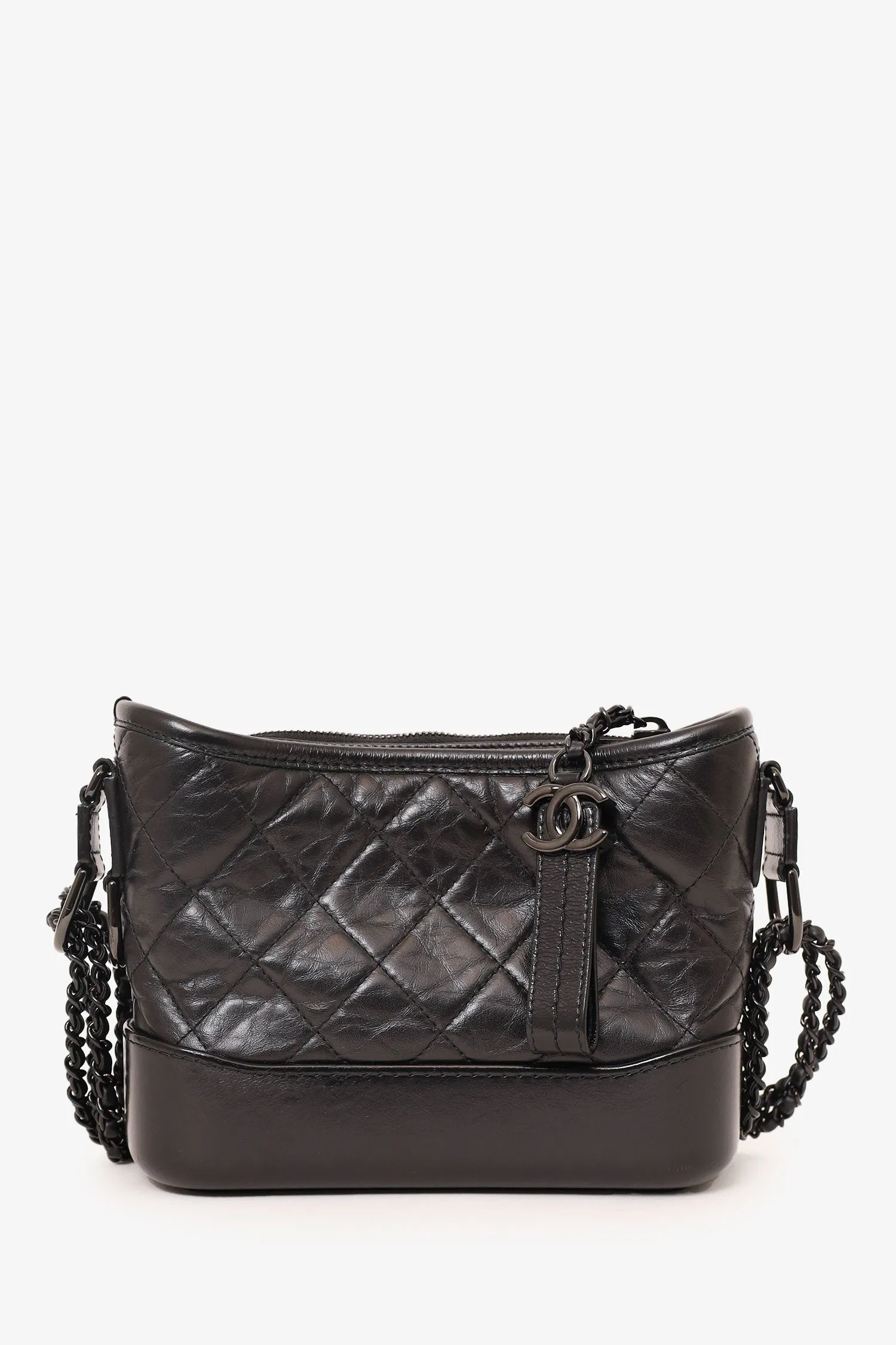 Pre-Loved Chanel? 2019 So Black Quilted Leather Small Gabrielle Crossbody Bag
